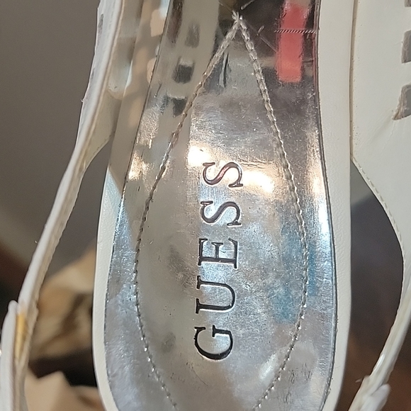 Guess shoes white leather w/ chrome buckles and studs , 8 - Picture 7 of 14
